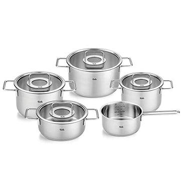 Fissler Pure Collection/Stainless Steel Cookware Set, 5-piece, Pots with Glass Lids (3 Saucepans, 1 Stewing Pot, 1 Saucepan) - Induction on Sale